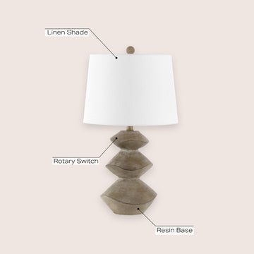 Laken Minimalist Coastal Resin/Iron 3-Stack Cairn LED Table Lamp - JONATHAN Y